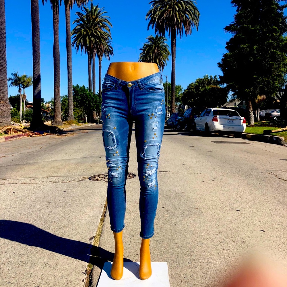 Denimland Ripped Studded Skinny Jeans Size 0